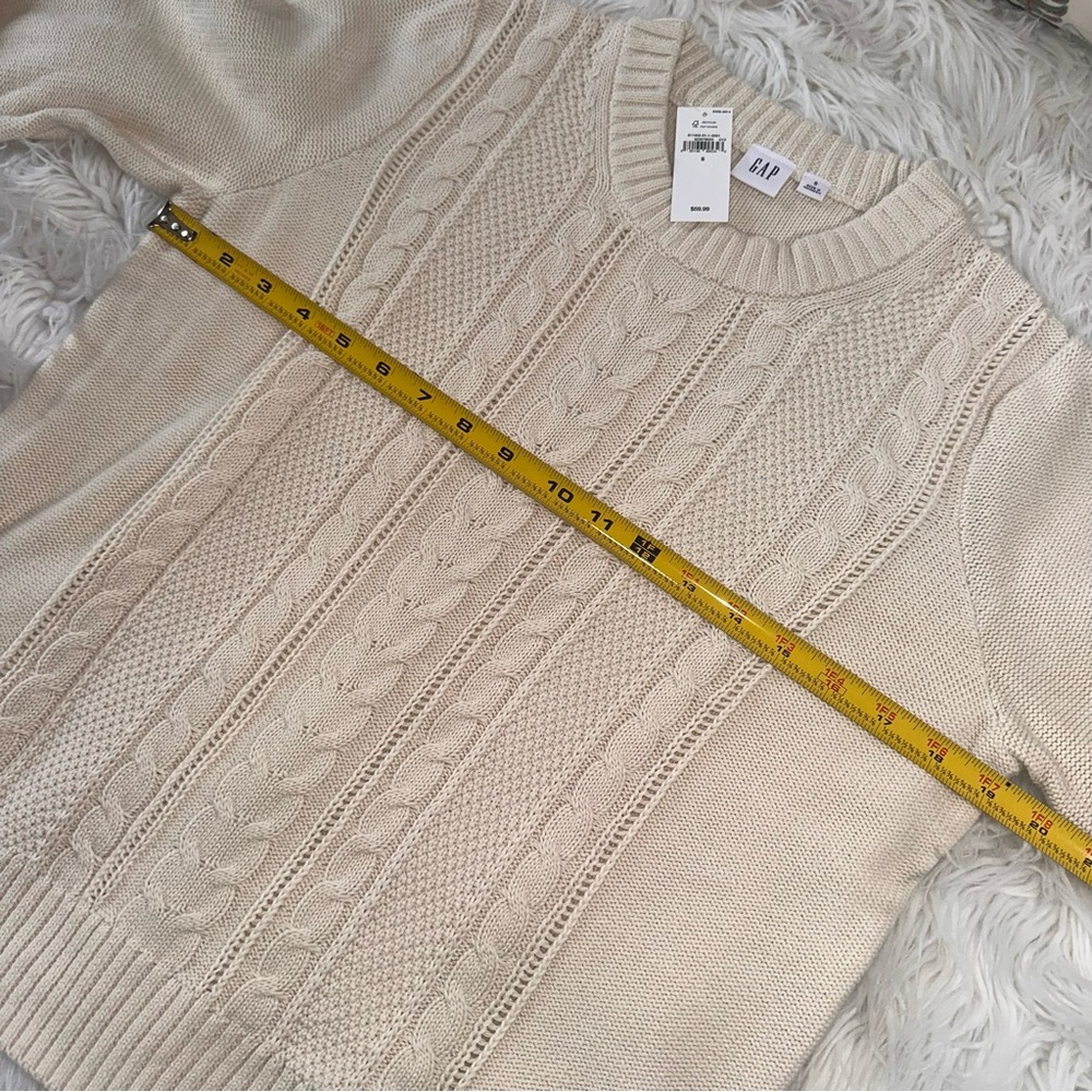 GAP • Cable Knit Crewneck Sweater in Birch White - Picture 8 of 9